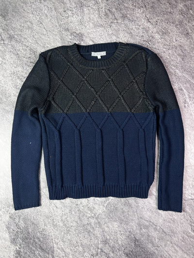 Pre-owned Archival Clothing Y2k Heavyweight Knit Archival Fisherman Sweater Japan Style In Black/blue