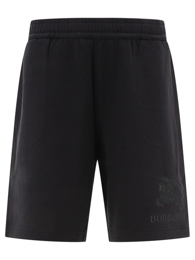 Burberry Logo Ribbed Shorts In Black