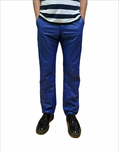 Pre-owned Comme Des Garcons X Comme Des Garcons Homme Plus Cdg Homme Plus Faux-leather Blue Pants (size 31)
