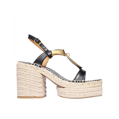 Chloé Pema Espadrille Sandal Gold Size 2 100% Bovine Leather In Multi