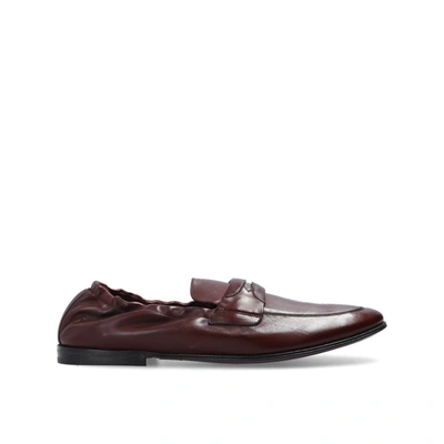 Dolce & Gabbana Ariosto Leather Loafers In Burgundy