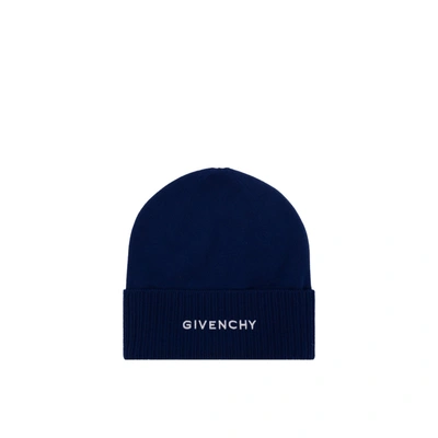 Givenchy Wool Logo Hat In Blue