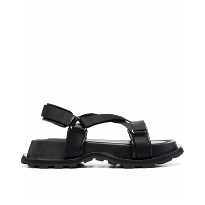 Jill Sander Velcro Strap Sandals In Black