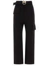 Pinko Love Birds-buckle Cargo Pants In Limo Black