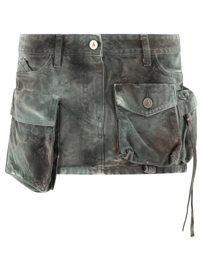 Stone Island Fay Printed Denim Miniskirt In Stainde Green Camouflage