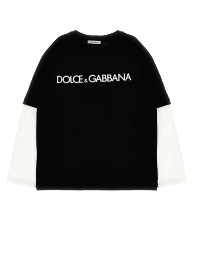 Dolce & Gabbana Kids Logo Printed Crewneck T In Multi