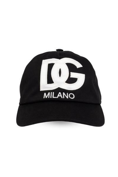 Dolce & Gabbana Kids' Logo刺绣棉质棒球帽 In Black