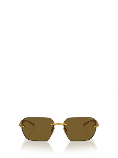 Prada Logo-engraved Frameless Sunglasses In Yellow