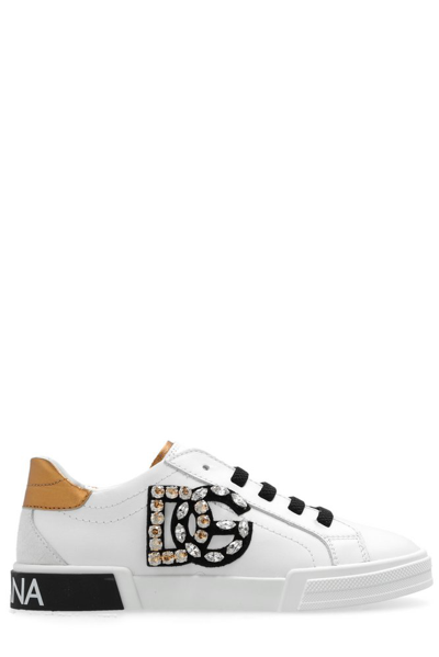 Dolce & Gabbana Kids' Portofino Vintage Sneakers In White