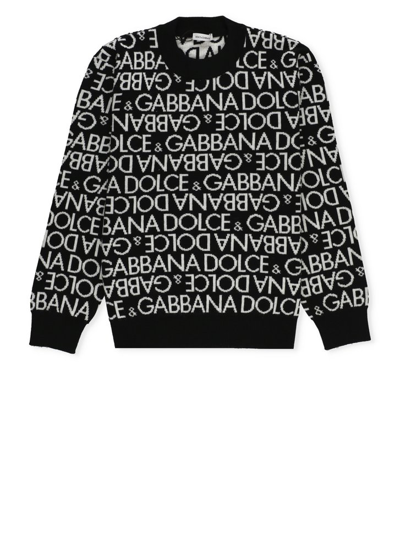 Dolce & Gabbana Kids Logo Jacquard Crewneck Jumper In Multi