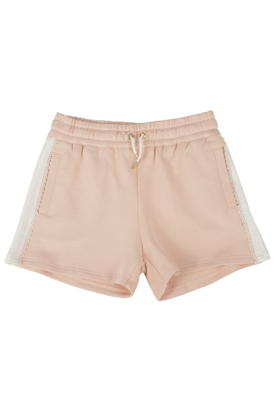 Chloé Kids Drawstring Casual Shorts In Pink