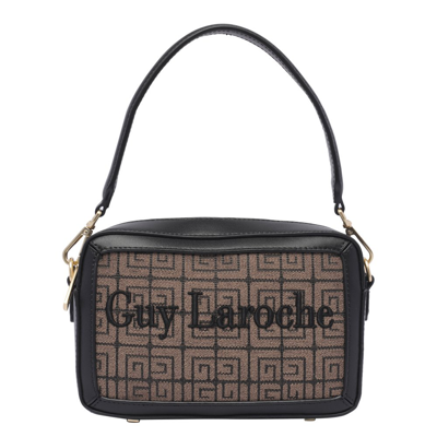 Guy Laroche Logo Embroidered Zipped Shoulder Bag In Brown