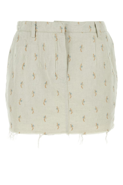 Lanvin Embroidered Frayed Hem Mini Skirt In Multi