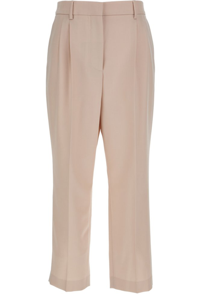 Lanvin High-rise Pleated Trousers In Nude