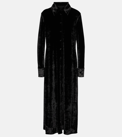 Jil Sander Velvet Shirt Dress In Black