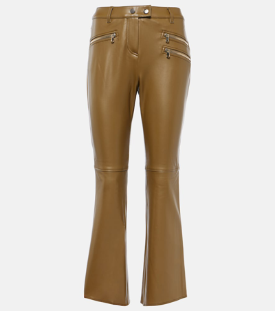 Dorothee Schumacher Sleek Comfort Faux Leather Cropped Trousers In Green