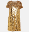 Carolina Herrera Sequin Mini Shift Dress In Gold