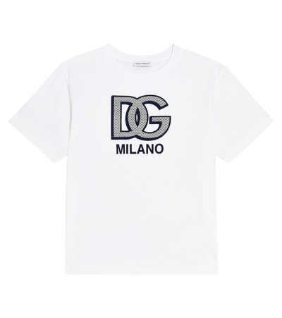 Dolce & Gabbana Kids' Logo Cotton Jersey T-shirt In White