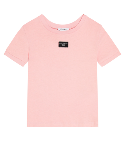 Dolce & Gabbana Kids' Logo Cotton Jersey T-shirt In Pink