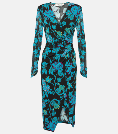 Diane Von Furstenberg Nevine Printed Jersey Midi Dress In China_vine_blk_china_vine_blk