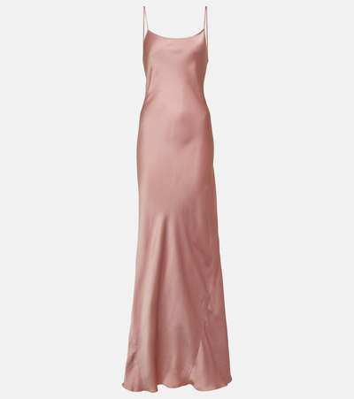 Victoria Beckham Cami Open-back Satin Gown In Pink
