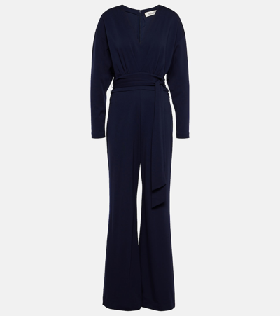 Diane Von Furstenberg Marilou Belted Jersey Jumpsuit In Blue
