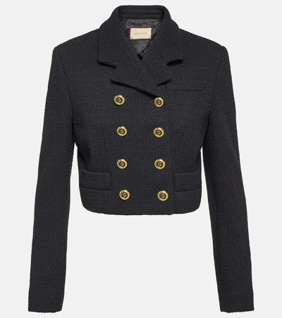 Gucci Cropped Double-breasted Blazer In Black