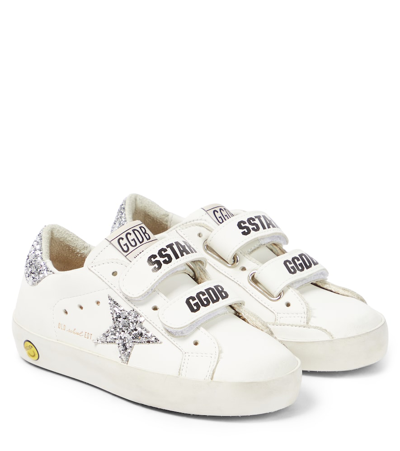 Golden Goose Kids' Old School Leather Strap Sneakers In White