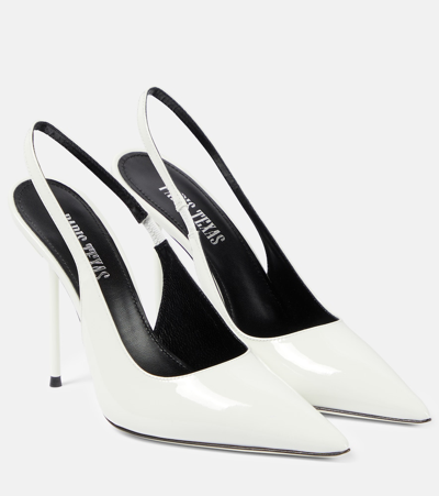 Paris Texas Lidia Patent Leather Slingback Pumps In White