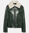 Dorothee Schumacher Biker Jacket With Removable Teddy Collar In Green