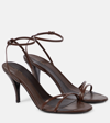 The Row Cleo Leather Sandals In Brown