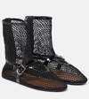 ALAÏA ALAÏA FISHNET LEATHER-TRIMMED ANKLE BOOTS