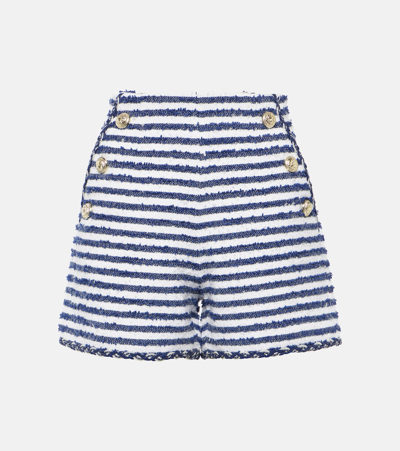 Rebecca Vallance Matteo High-rise Bouclé Shorts In Blue