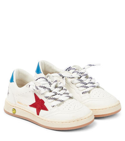 Golden Goose Kids' Ball Star Leather Sneakers In White