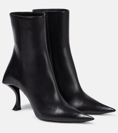 Balenciaga Hourglass Leather Ankle Boots In Black