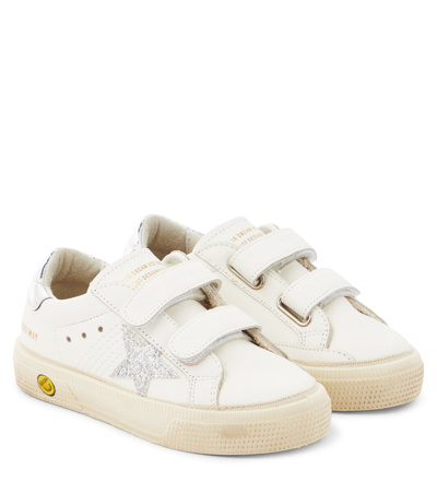 Golden Goose Kids' May School Leather Trainers In White