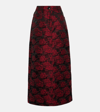 Ganni Red Botanical Jacquard Long Skirt In Multicoloured