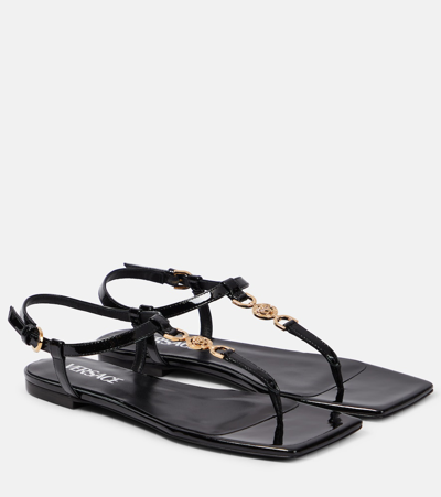 Versace Medusa '95 Leather Thong Sandals In Black