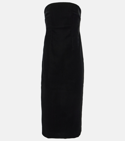 Wardrobe.nyc Strapless Velvet Midi Dress In Black