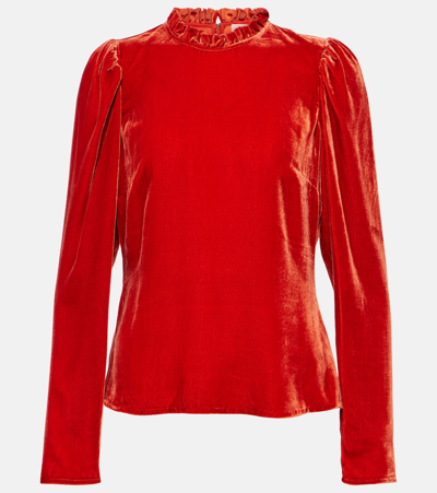 Ulla Johnson Mariene Velvet Blouse In Red