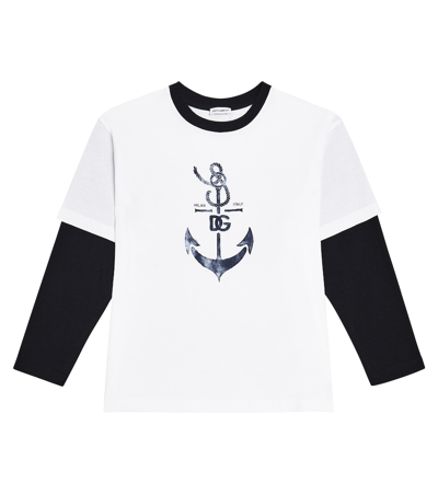 Dolce & Gabbana Kids' Printed Cotton Jersey T-shirt In White