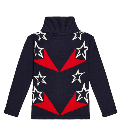 Perfect Moment Kids' Shooting Star Wool Turtleneck Sweater In Multicoloured