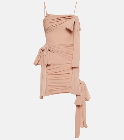 Blumarine Ruched Jersey Minidress In Pink