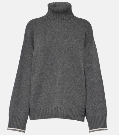 Brunello Cucinelli Wool And Silk Blend Sweater In Grey