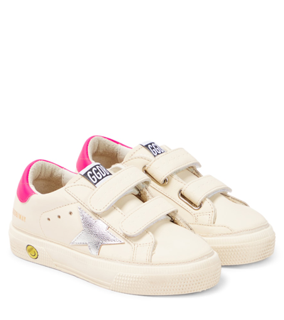 Golden Goose Kids' May School Leather Trainers In Neutrals