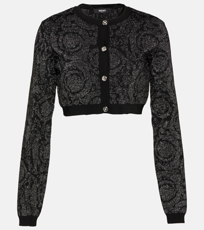 Versace Barocco-print Medusa-buttons Cardigan In Black