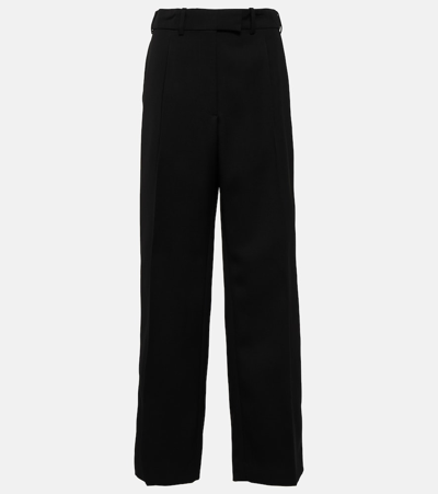 The Row Roan High-rise Wool Wide-leg Trousers In Black