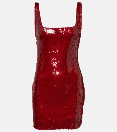 Staud Eclipse Sequined Minidress In Poin Poinsetta