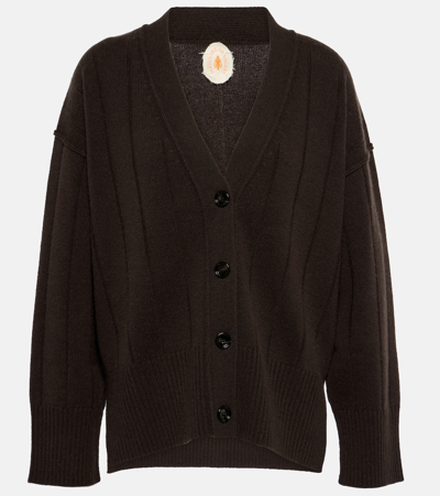 Jardin Des Orangers Ribbed-knit Wool And Cashmere Cardigan In Brown