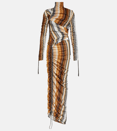 Missoni Zig Zag Ruched Maxi Dress In Multicoloured